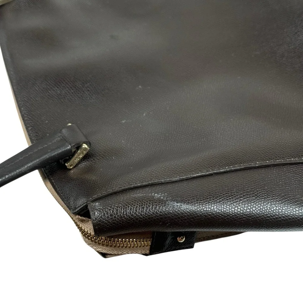 Furla Top Handle Handbag Italian Leather Purse Taupe‎ Cream Brown